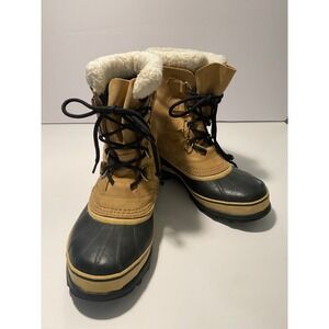Sorel Caribou Waterproof Men's Snow Boots Tan Black 8 cabincore snow ski trip